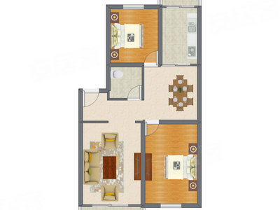 2室2厅 99.96平米户型图