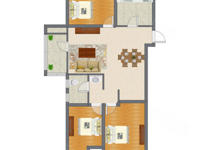 3室2厅 99.26平米户型图