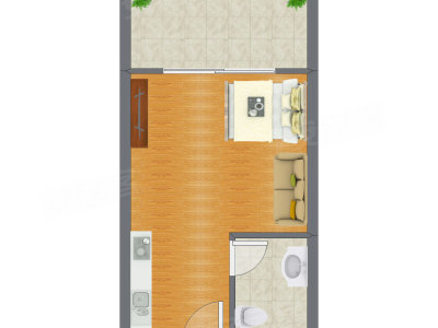1室0厅 43.10平米户型图