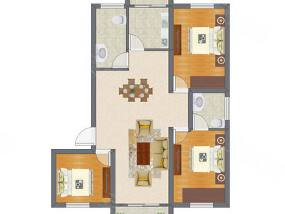 3室2厅 70.55平米