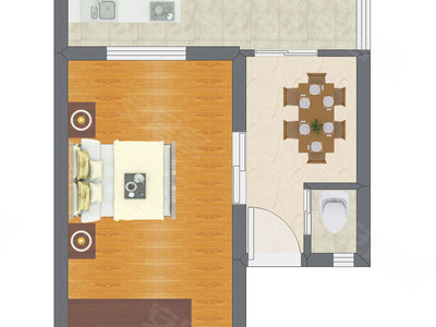 1室1厅 29.80平米户型图