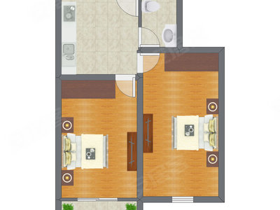 2室0厅 62.06平米户型图