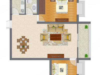 2室2厅 76.00平米户型图