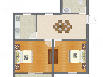 2室1厅 65.20平米