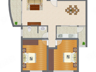 2室2厅 108.53平米