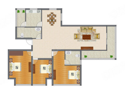 3室2厅 138.40平米