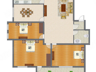 2室2厅 151.98平米户型图