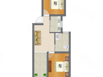 2室1厅 63.00平米