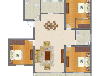 3室2厅 106.70平米户型图