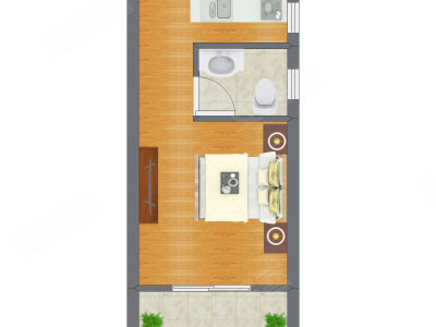1室1厅 20.61平米户型图