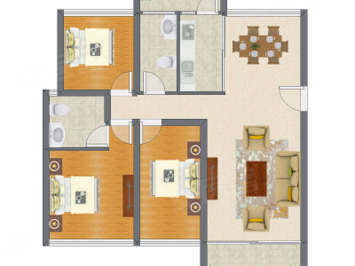 3室2厅 111.49平米户型图