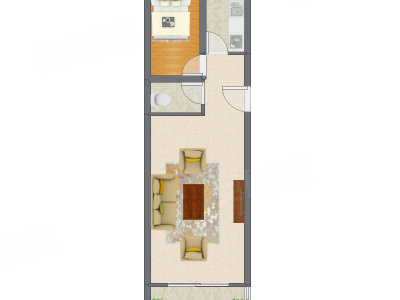1室1厅 59.00平米户型图