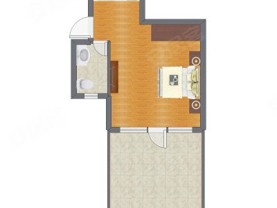 1室0厅 26.81平米户型图