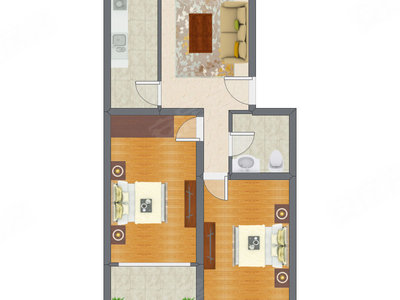 2室1厅 80.67平米户型图