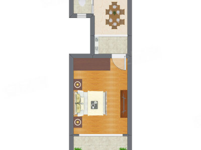 1室1厅 36.50平米户型图
