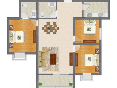 3室2厅 118.63平米