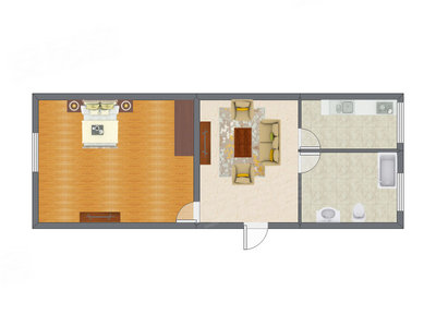 1室1厅 64.05平米户型图