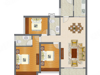 3室2厅 99.12平米户型图