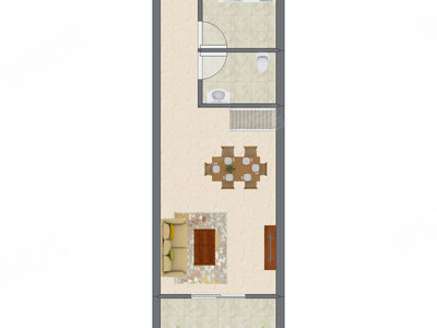 2室2厅 35.33平米户型图
