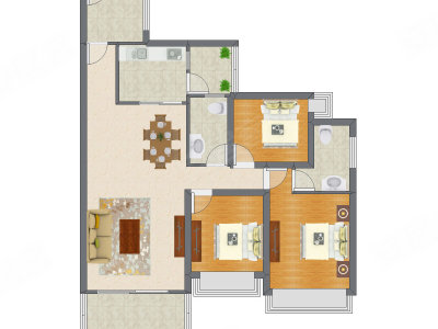3室2厅 100.00平米户型图