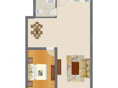 1室2厅 96.13平米户型图