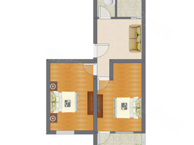 2室1厅 64.25平米户型图