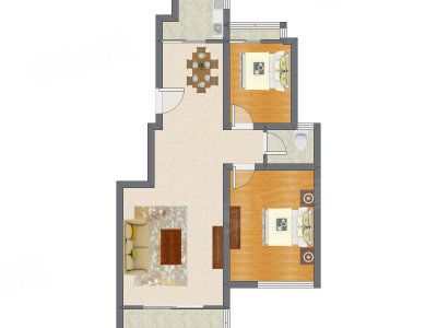2室2厅 94.36平米户型图