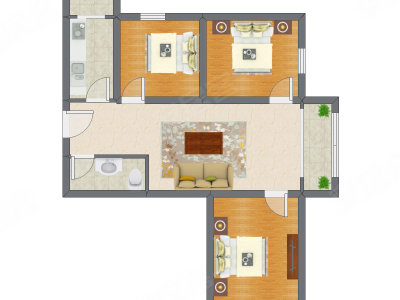 3室1厅 90.50平米
