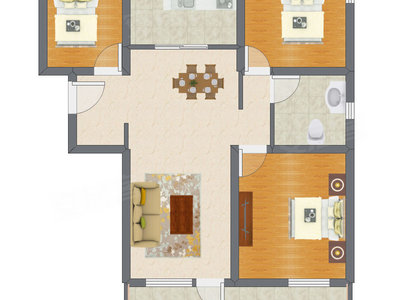 3室2厅 90.88平米