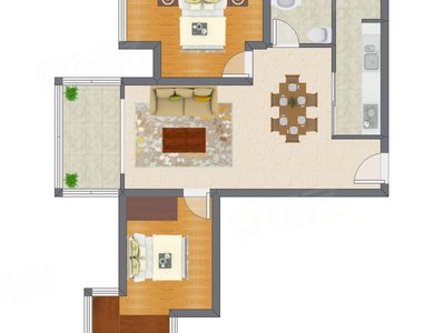 2室2厅 91.56平米