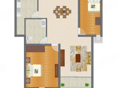 2室2厅 84.79平米户型图