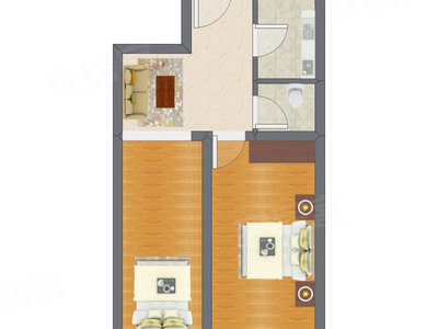 2室1厅 49.72平米户型图