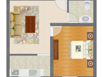 1室1厅 36.14平米户型图