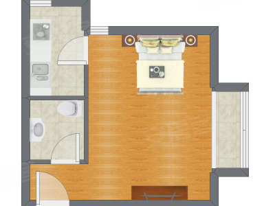 1室0厅 25.54平米户型图