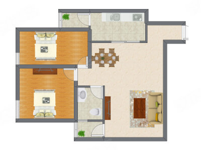 2室2厅 88.76平米
