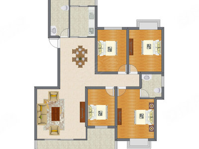 4室2厅 123.75平米