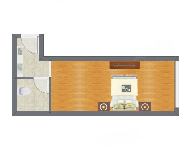 1室0厅 40.44平米户型图