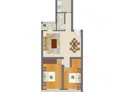 2室2厅 86.35平米户型图