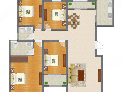 4室2厅 157.67平米户型图