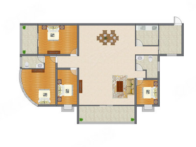 4室1厅 187.00平米户型图