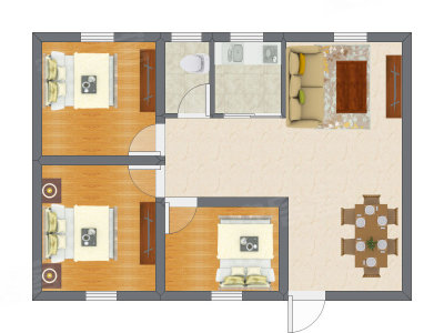 3室2厅 65.80平米