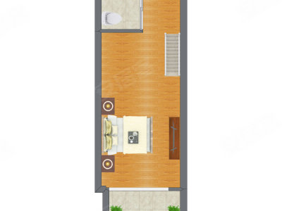 1室1厅 19.04平米户型图