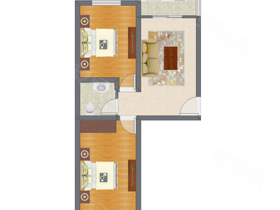 2室1厅 65.75平米户型图