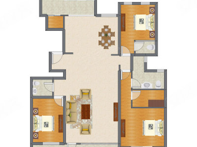 3室2厅 187.58平米户型图