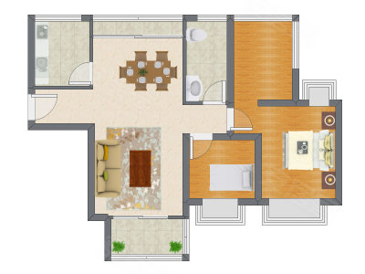2室2厅 74.00平米户型图