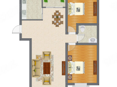 2室2厅 72.79平米