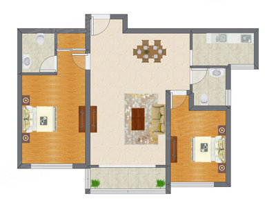 2室2厅 118.84平米户型图