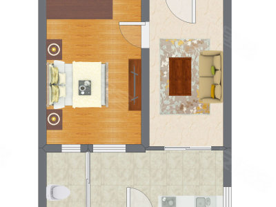 1室1厅 34.79平米户型图