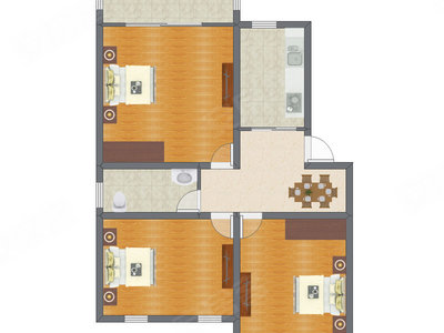 3室1厅 106.96平米户型图