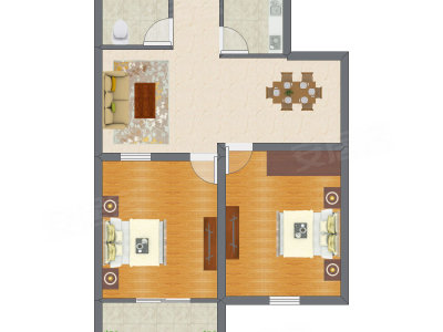 2室2厅 66.00平米户型图